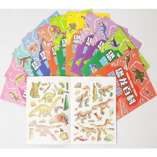 12 Volumes/Set Childrens Early Education Enlightenment Picture Book Baby Sticker Picture Books Dinosaur Cognitive Picture Book