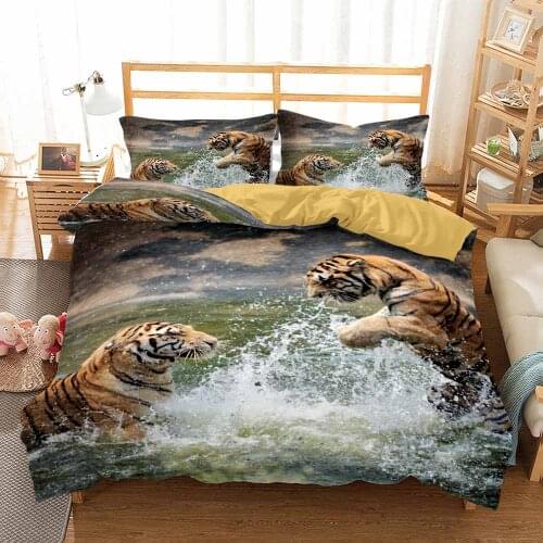 Tiger Bedding Set Wild Animal 3D Digital Duvet Cover Sets Figure Comforter Bed Linen Twin Queen King Single Size Dropshipping
