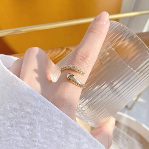 Korea New Design Fashion Jewelry Exquisite AAA Zircon Snake Nail Ring Elegant Womens Opening Adjustable Daily Accessories
