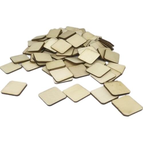 100pcs 10mm Square Unfinished Blank Wood Slices Wooden Squares Cutouts for Painting Writing and DIY Arts Crafts Project