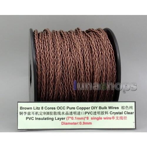 LN006143 Brown Litz 8 Core Pure OCC Silver Plated Bulk Wire For Custom DIY Shure Fostex QDC Earphone Headphone Cable