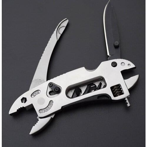 Multi fucntional adjustable Flat Nose plier folding knifes panner jaw screwdriver wrench tool travel camp hike hunt survive kit