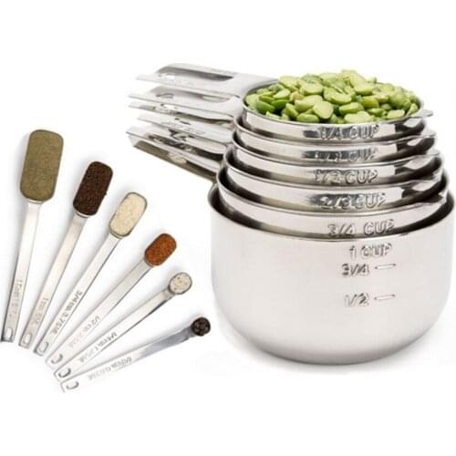 13 Piece Set Stainless Steel Baking Measuring Spoon and Cup with Scale Cooking Seasoning Spoon Tool Professional Measuring Set
