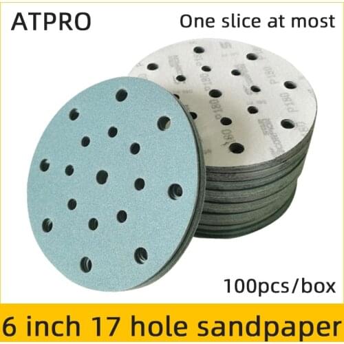 6 Inch 17 Hole Sandpaper Suitable For FESTOOL Car Polishing Round Self-adhesive Back Velvet 150mm