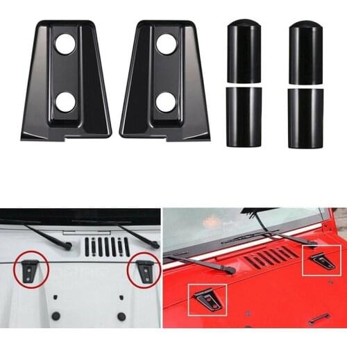 NEW-ABS Front Engine Hood Hinge Cover Trim Set Garnish for Jeep Wrangler 2007-2018