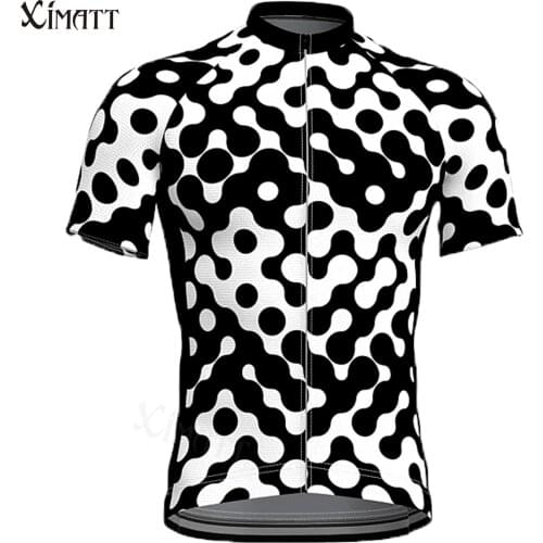 New Style Summer Black White Chain Mens Cycling Jersey Short Sleeve XIMATT Outdoor Bmx Motocross Sport Clothing Customizable