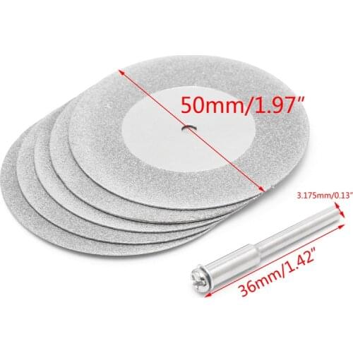 2021 New 5pcs 50mm Diamonte Cutting Discs Drill Bit Shank For Rotary Tool Blade