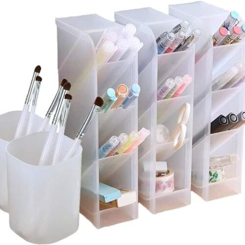 Desk Organizer Pen Organizer Storage for Office School Home Supplies Translucent White Pen Storage Holder