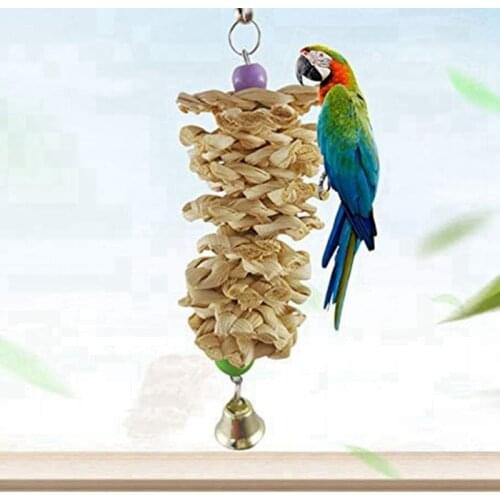 Bird Toys Parrot Straw Weaving Gnawing Supplies Grass Chewing Bite Hanging Cage Swing Climb With Bell Natural Products