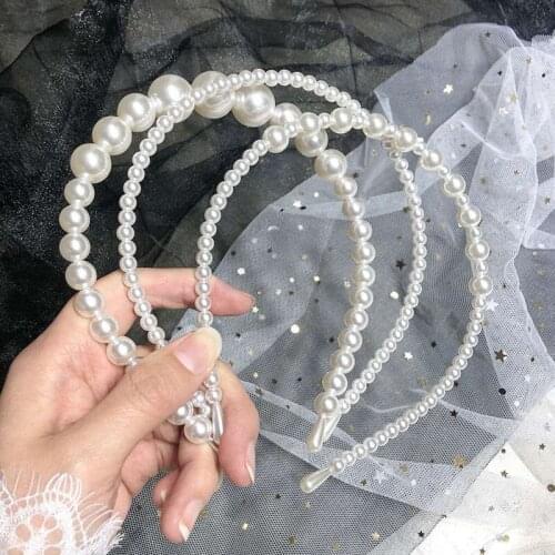 Full Pearls Simple Hairbands Pearl Hair Band Sweet Headband Hair Hoops Holder Ornament Head Band Lady Fashion Hair Accessories