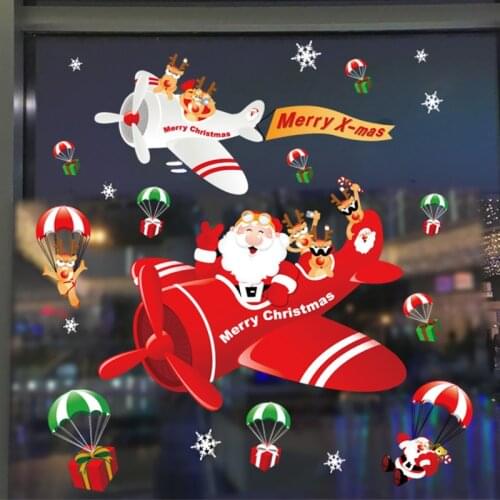 PVC Self-adhesive Glass Sticker Merry Christmas Window Stickers Snowflake Santa Elk Party Home Decoration