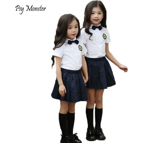 Preppy School Uniforms for Girls Boys Children Korean Japanese Student Formal Dress Kids Shirt Pleated Skirt Pants Tie Clothes