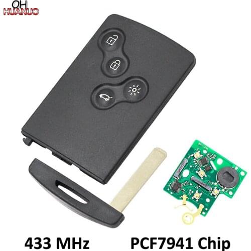 Smart Card Remote Key Fob 4 Buttons 433MHZ PCF7941 Chip (After Market) for Renault Megane 2009-2014