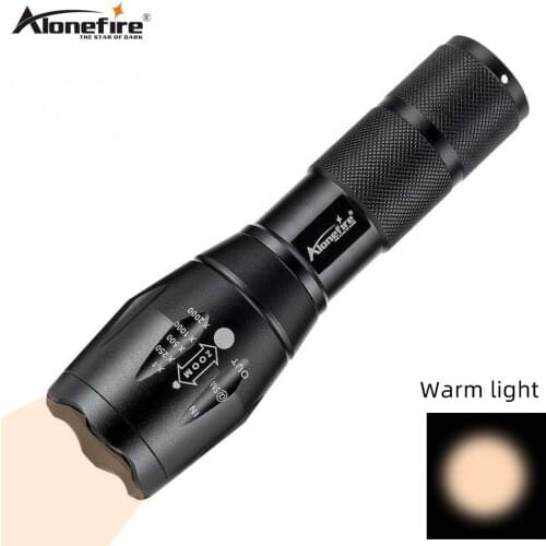 Alonefire E17 warm light LED flashlight torch Zoomable self defense portable lantern 1 mode adjustable camping light lamp