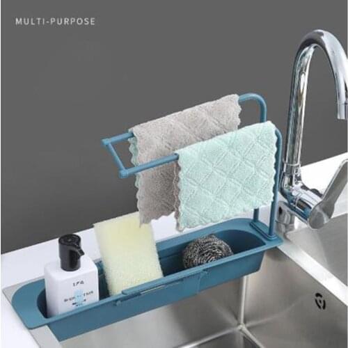 Telescopic Sink Storage Rack Telescopic Sink Rack Holder Expandable Storage Drain Basket Kitchen Household Adjustment Drain