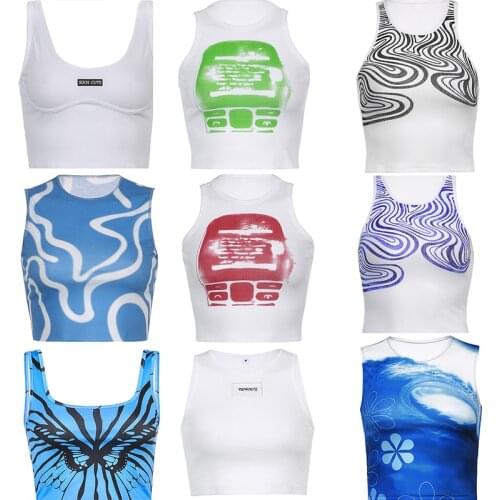 Tank Y2k Crop Top 2021 Sexy Aesthetic Summer Vintage Mall Goth Blouse Women Cyber Accessories Bustier Gothic Baby Tee Corset