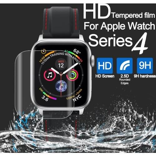For Apple Watch Series 4 Screen Protector Film 40 44mm Full Screen Coverage Anti-Fingerprint HD Tempered Glass Film Transparent