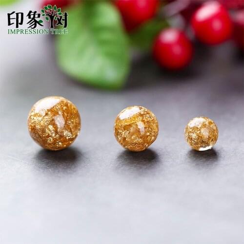 10pc Resin Gold Foil 6/8/10mm Loose Bead Pick Size Transparent Gold Foil Bead Fit Necklace Bracelet Handmade Jewelry Making 2708