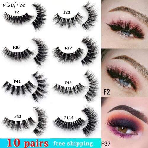 Wholesale Mink Eyelashes 10 Pairs Visofree Lashes Clear Band False Eyelashes Natural fluffy Long Invisible Mink Lashes in Bulk