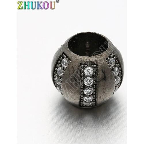 11*10mm Popular Brass Cubic Zirconia Crystal Hollow Spacer Beads DIY Jewelry Bracelet Necklace Making, Model: VZ41