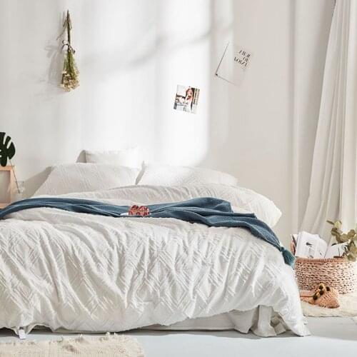 2020 Luxury 100% Cotton Simple lattice Bedding Set Clipping Duvet Cover Set Bed Sheet Pillowcases Queen King Size 4Pcs