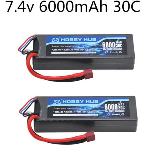 2S 7.4V 6000mAh 30C Lipo Battery For Traxxas Slash Emaxx RC 1/10 Car Truck Drone Helicopter For RC Airplane Drone Car 2s lipo