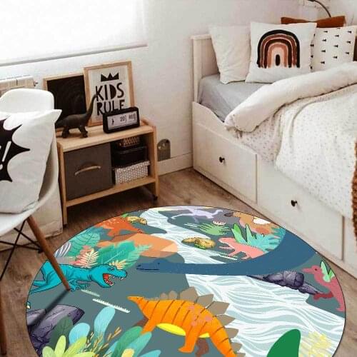 3D Cartoon Jungle Animals Cartoon Carpet Child Crawling Mat Kids Room Play Area Rugs Room Flannel Living Home Carpets For Round