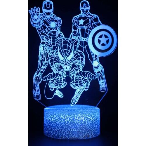 Disney Marvel Batman 3D Night Light LED Touch Colorful Table Lamp USB Interface Childrens Toy Decoration Birthday Gift Light