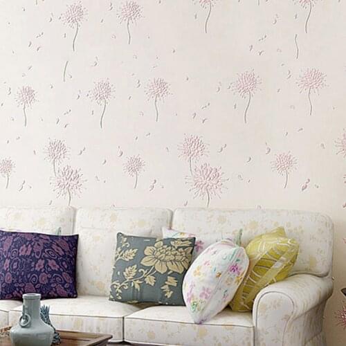 DIY 3D Stereoscopic Embossed Dandelion Wall Paper Non-woven Wall Decal Hotel Mural Wallpapers For Living Room Bedroom TV Sofa