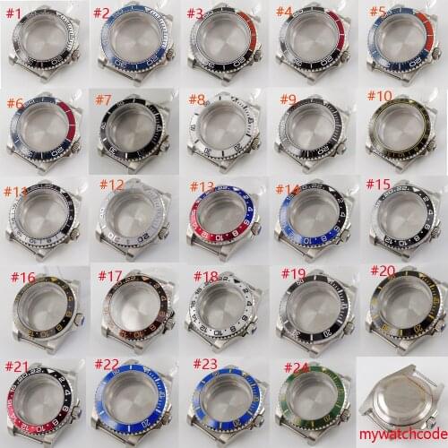 40mm Stainless Steel Watch Case No Magnifier Sapphire Crystal Unidirectional Bezel Fit NH35 NH36 Automatic Movement Solid Back