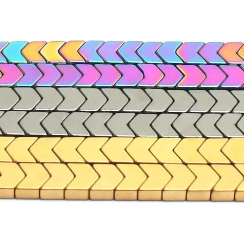 5strands Multicolor Natural Bright Hematite Stone Beads 6*5mm Arrow Shape Spacer Loose Beads For Jewelry Making Bracelet 15inch