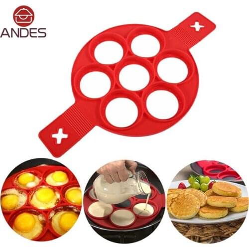 ANDES 1Pcs Silicone Non Stick Fantastic Egg Pancake Maker Ring Kitchen Baking Omelet Moulds flip cooker