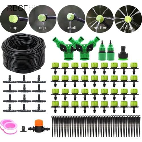 RBCFHl 5-50m DIY Automatic Micro Drip Irrigation System Garden 8 Hole Spray Self With Adjustable Green Dripper Kit