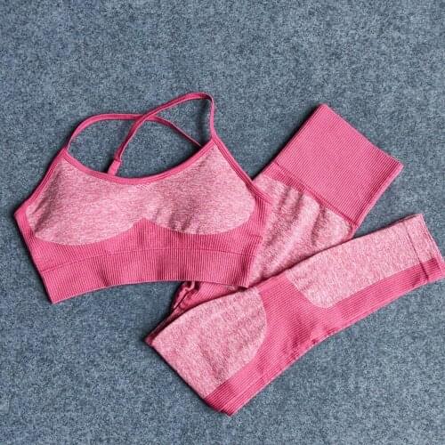 Vital Rise Seamless Yoga Set Female Workout Clothing Gym Set Push Up Sports Bra High Waist Sport Leggings Women Sportwear