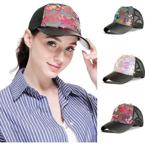 Women Men Tennis Hat Multicolored Sequins Stitching Baseball Cap Tennis Mesh Gauze Cap Sunscreen Sun Hat
