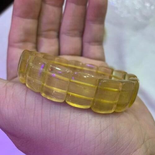 Natural yellow fluorite stone beads bracelet natural gemstone bangle for woman for gift wholesale