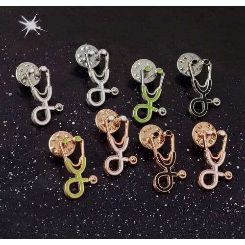 Nurse Pins Brooches For Women Fashion Colorful Metal Stethoscope Enamel Jewelry Men Jackets Badges Accessories Hijab Pin