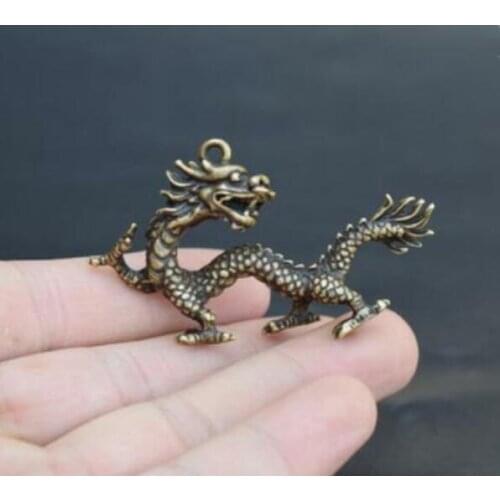 China Pure Brass Carving Dragon Small Statue Ornaments