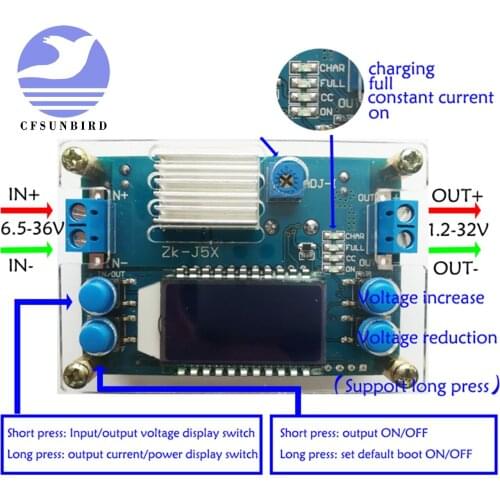 DC-DC 5A CNC Step-down Module Constant Voltage Constant Current with LCD Dispaly 6.5-36V