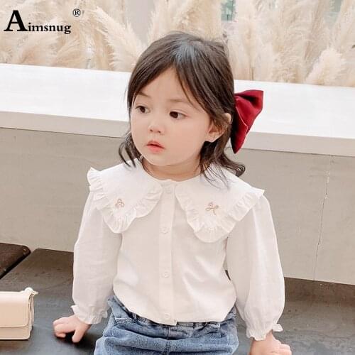 Children Long Sleeve Shirt Kids Clothes Baby Girls Ruffles Blouse Autumn Patchwork Lace Shirt blusas 2021 Single Breasted Tops