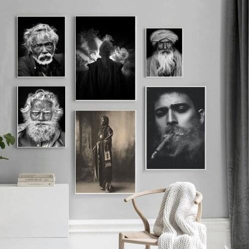 Black and White Character Photography Art Painting Poster Painting Living Room Portrait Sofa Background Wall Decoration Painting