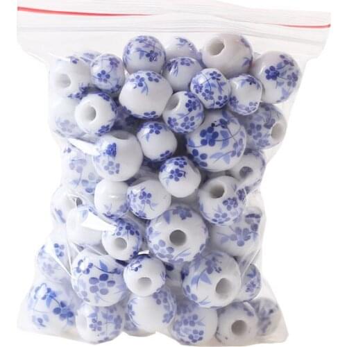 Missxiang DIY Ceramic Jewelry Accessories Blue and White Floral Beads Woven Material Package Student Female Handmade Loose Beads