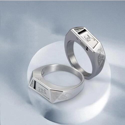 Self-defense Ring Dragon and Phoenix Pattern Titanium Steel Ring Womens Anti-wolf Ring Jewelry Outdoor Hidden Weapon Jewelry