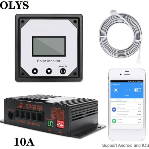 OLYS MPPT 10A 12V Solar Controller Mobile Phone APP Use Solar Battery Regulator Bluetooth Monitor Auto Solar Charge Controller