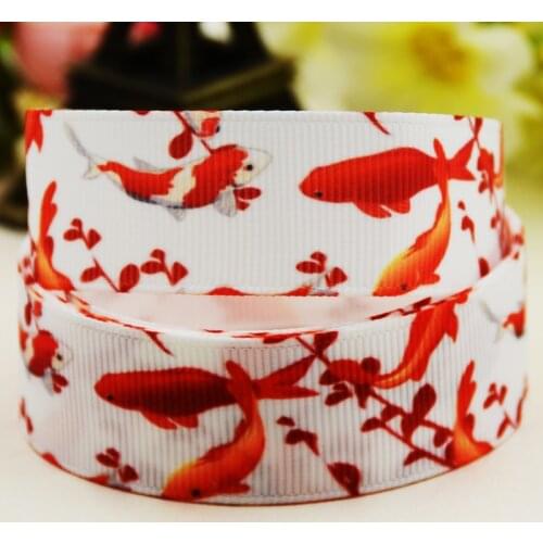 22mm 25mm 38mm 75mm koi Cartoon printed Grosgrain Ribbon party decoration 10 Yards X-03231
