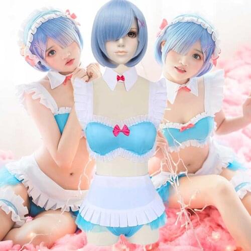 Rem Ram Swimwear Set Cosplay Anime Re Life In A Different World From Zero Cosplay Set Costume For Lolita Rem Ram Cos Halloween