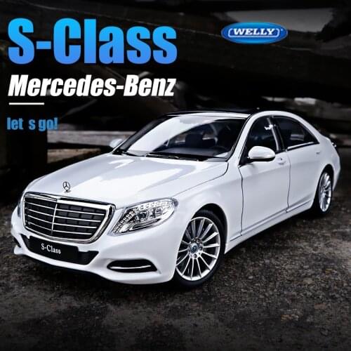 Welly 1:24 Mercedes Benz S-Class Silver simulation alloy car model Collect gifts toy