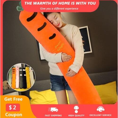 Cartoon Cute Long Cushion Plush Animals Vegetables Soft Back Cushions Carrot Unicorn Dog Kid Toys Gifts Bedroom Sleeping Pillow