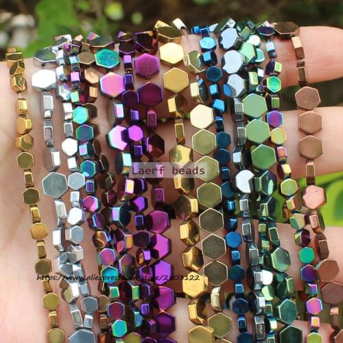 Very Shining! Natural Hematite Hexagonal Plate beads 15inch, For DIY Jewelry Making, pendant,necklace