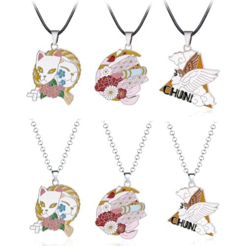 Anime Kimetsu No Yaiba Necklace For Men Demon Slayer Fox Hashibira Inosuke Figure Kamado Nezuko Tanjirou Women Jewelry collares